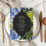 Menu Floral Azul Dramático<br><div class="desc">Design floral azul em volta das cinzas geométricas</div>