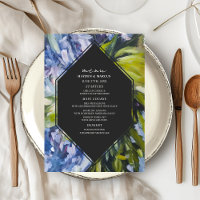 Menu Floral Azul Dramático