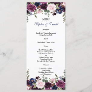 Menu Floral Azul Marinho de Charm Lavanda