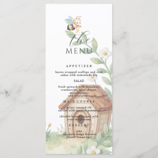 Menu Floral Beehives and little Bee Baby Shower