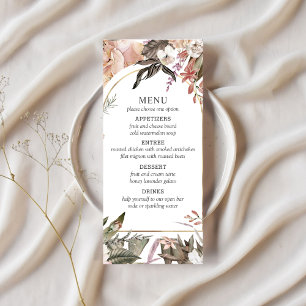 Menu Floral Boho Elegante do Jardim Encantado