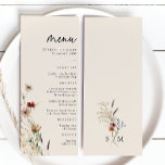 Menu Floral Boho Wedding<br><div class="desc">Menu Floral Boho Wedding. Este na moda e elegante menu de casamento contém lindas flores silvestres de cor d'água pintadas manualmente, organizadas como um buquê adorável perfeito para primavera, verão ou casamentos outono. Encontre itens correspondentes na Coleção de Casamentos de Boho Wildflower.</div>