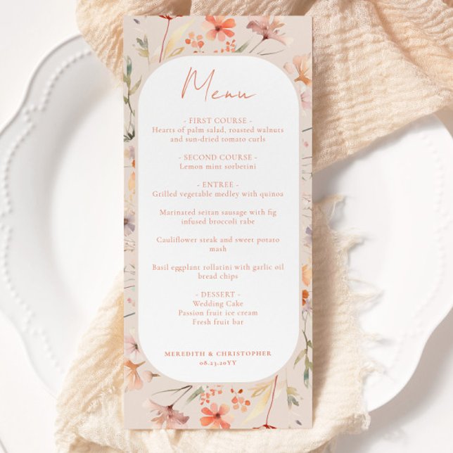 Menu Floral Boho Wildflower Wedding (Criador carregado)