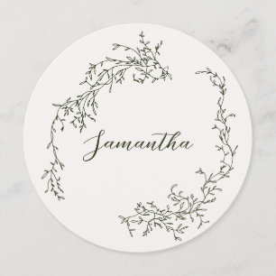 Menu Floral Botânica Wreath Green Guests Casamento