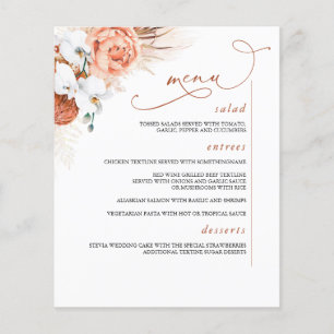 Menu Floral Botânico Terracotta Pampas Grass