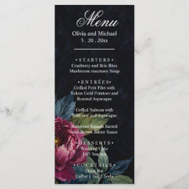 Menu floral cor-de-rosa-escura elegante