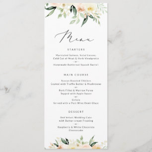 Menu Floral coram mínimos modernos do pêssego das