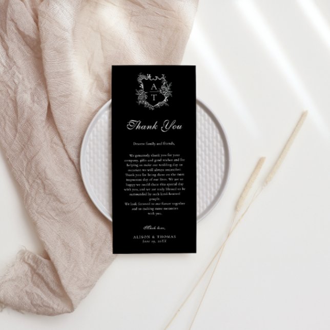 Menu Floral Crest Monogramas Casamento Obrigado Colocar (Criador carregado)