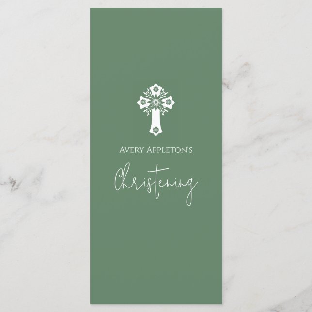 Menu Floral Cross Christeing Fern Green (Verso)
