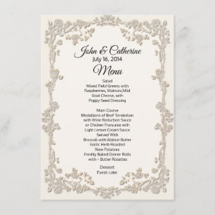Menu floral da mesa do casamento do marfim