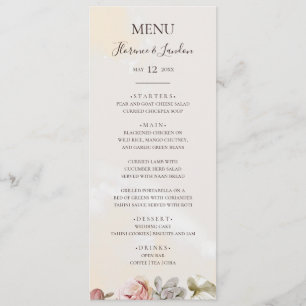 Menu Floral de Blush Moderno Janto Casamento Watercol