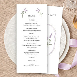Menu Floral de Casamento de Lavanda Elegante