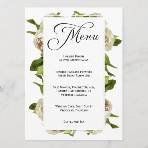 Menu Floral de Casamento Floral do Buquê Rosa Bran