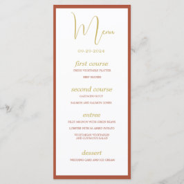 Menu Floral de Casamento Laranja Queimado Terracot