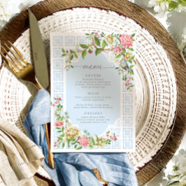 Menu Floral de Chinoiserie Azul - Trianon