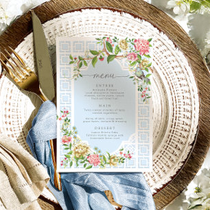 Menu Floral de Chinoiserie Azul - Trianon