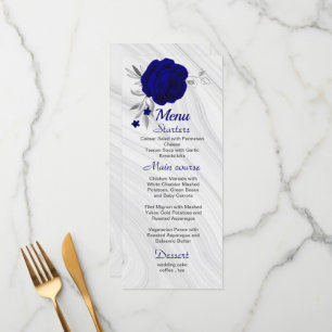 menu floral de cinzas de prata azul-real chic