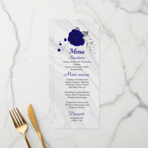 menu floral de cinzas de prata azul-real chic