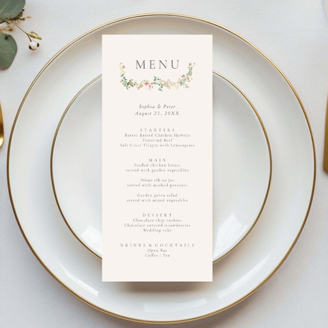 Menu Floral de Jardim de Flores Silvestres Elegant (Criador carregado)