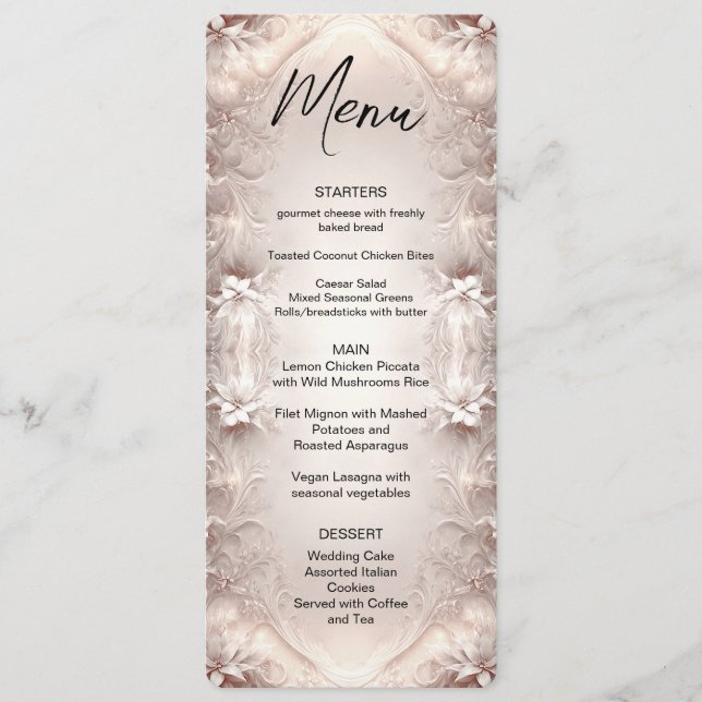 Menu Floral de Marfim Branco (Frente)