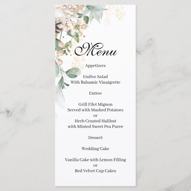 Menu floral de ouro de inverno (Frente)