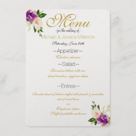 Menu Floral de Vinho Borgonhado e Cores de Água Ro