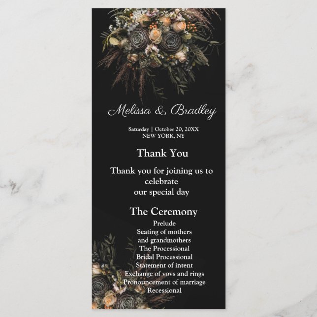 Menu Floral de Vintage Escuro (Frente)