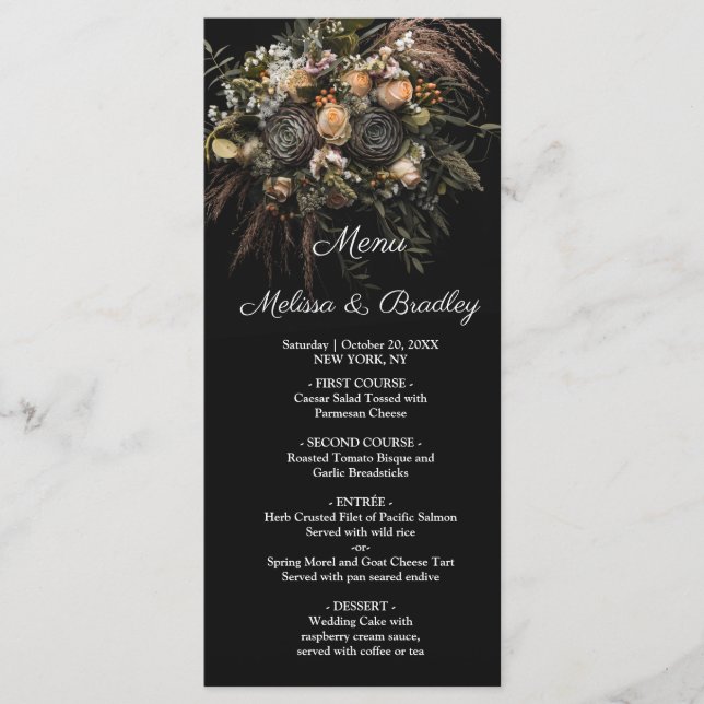 Menu Floral de Vintage Escuro (Frente)
