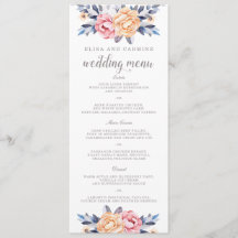 Menu floral do casamento das peônias modernas
