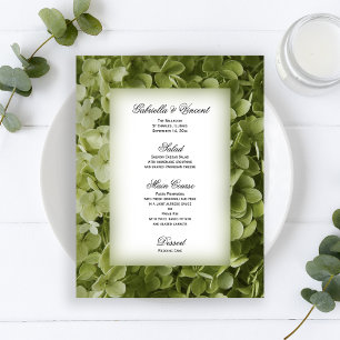 Menu floral do casamento do Hydrangea verde de