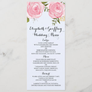 Menu floral do casamento do rosa moderno do
