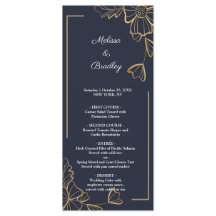 Menu floral do marinho e ouro