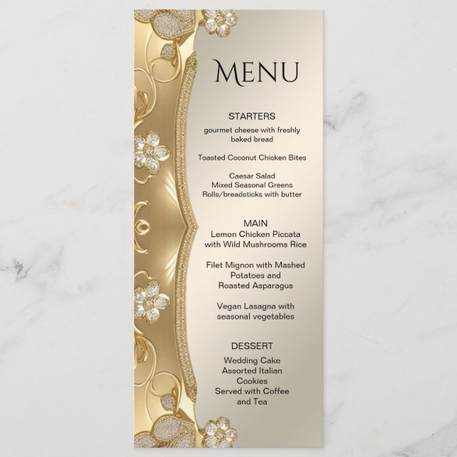 Menu Floral do Ornamentado Dourado (Frente)