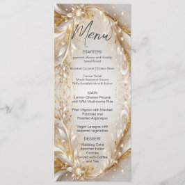 Menu Floral Dourado Branco