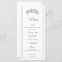 Menu Floral Elegante - Creme & Sage Green S