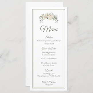 Menu Floral Elegante - Creme & Sage Green S