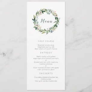Menu floral elegante do casamento da grinalda
