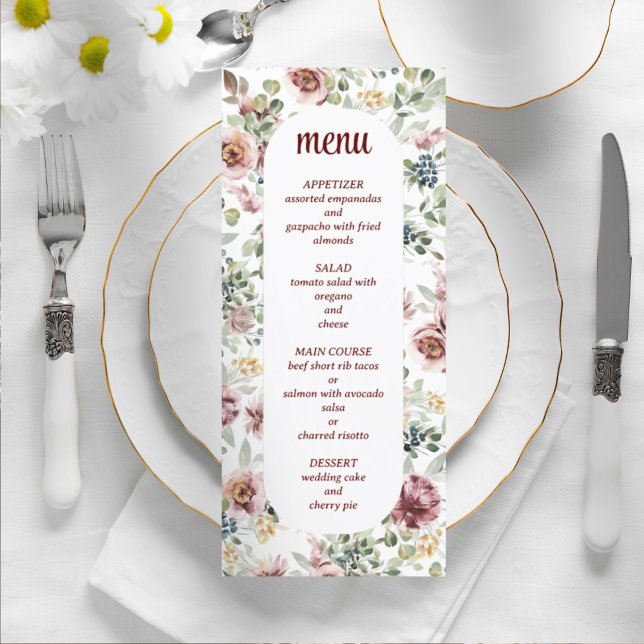 Menu floral elegante do casamento romântico (Criador carregado)