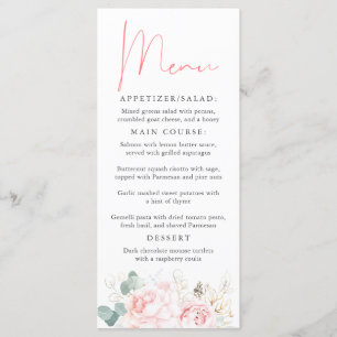 Menu Floral Elegante Rosa e Dourado