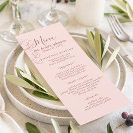 Menu Floral Elegante Rosa Moderno