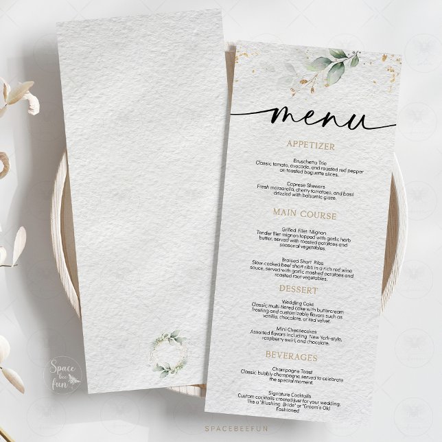 Menu Floral Minimalista de Casamento (Wedding floral minimalist menu, modern wedding menu, elegant wedding stationery, floral wedding deco)