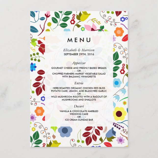 Menu Floral Modern Boho Chic (Frente)