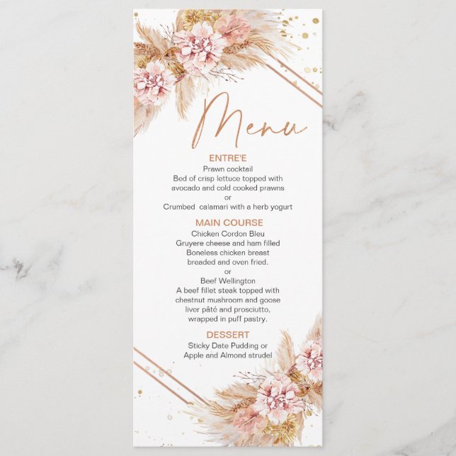 Menu Floral Moderno com Grass Pampas (Frente)