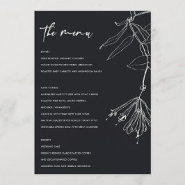 MENU FLORAL MODERNO PRETO E DE LINHA BRANCA DESENH