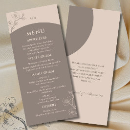 Menu Floral Monograma Minimalista Bege Casamento Japand