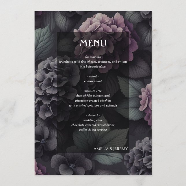 Menu Floral Moody Preto e Puro (Frente)