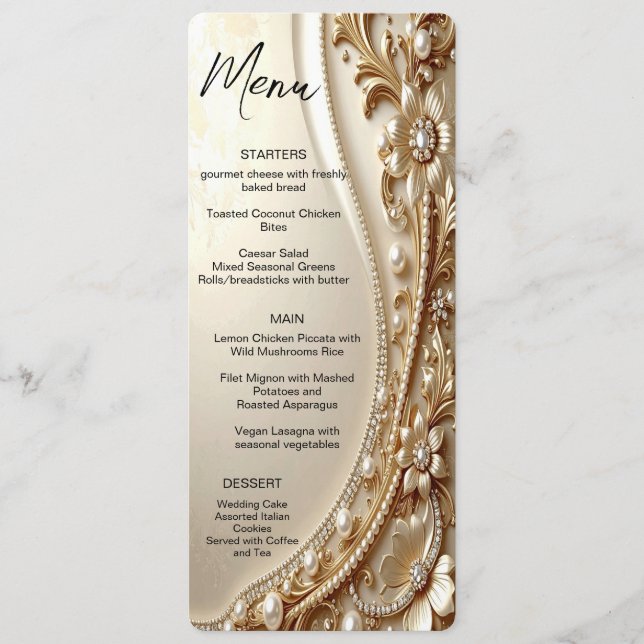 Menu Floral Ornamentado a Ouro (Frente)