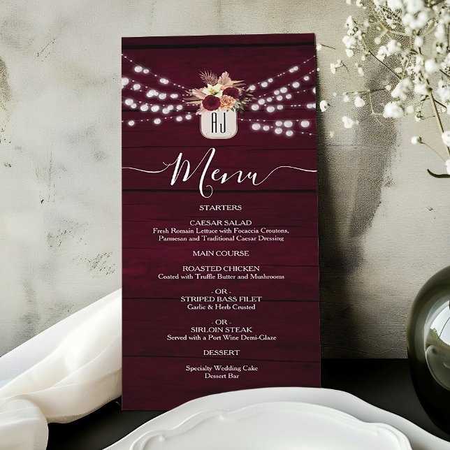 Menu Floral Outonal Borgonha (Criador carregado)