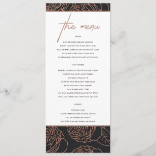 MENU FLORAL PRETO DOURADO DO PINK AZUL DO ELEGANTE