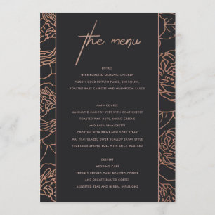 MENU FLORAL PRETO DOURADO DO PINK AZUL DO ELEGANTE